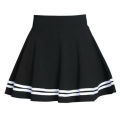 OIMG Women Fashion Solid Color High Waist Stripe Pleated A Line Mini School Skirt. 