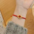 Vietnam sand gold hoop red bean necklace antique dragon pattern peace buckle pendant sand gold transfer beads for men and women wholesale. 