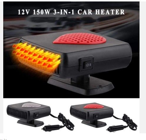 Car Heated Fan 12V 150W Portable Fan with Purification Windshield Demister for Glasses