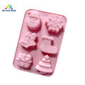 ABH Christmas Series Baking Stencil 6 Cells Soft Silicone Cartoon Xmas Patterns Casting Die DIY Craft Pan for Soap Chocolate. 