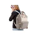 Elegant Large Capacity Multifunctional Diaper Bag with Insulated Bottle Pockets and Waterproof Fabric. 