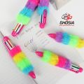 Bold Colors Rainbow Fur Pen Multi Color 6-in-1 Pen Fuzzy Pom Pom Pens Colorful Kawaii Stationery – 601A. 