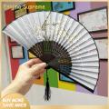 Enigma- Traditional Chinese Fan Chinese Vintage Bamboo Hand Fan with T el Pendant Lightweight Portable for Daily Use Folding Fan. 