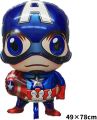 Captain America Avengers Theme Party Combo Set - Foil Helium Latex Balloons, Stars, Round Balloons, Foil Curtains, Happy Birthday Banner, Paper Plates, Goodie Boxes, Table Cover for Birthday Decorations, Baby Showers, 6 Month Birthdays and Boys Room Decor. 