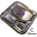 Portion Plate - 3 Portion Restaurant Style Serving Plate - Three Portion Fast Food Serving Plate - Stainless Steel Coated / Polished. 