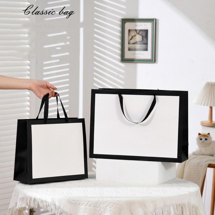 Handbag Creative Flower Gift Bag Kraft Paper Bag Gift Packaging Bag Black White