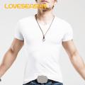 Athletic V-neck Top Quick Dry Seamless V Neck Men's Gym T-shirt Soft Stretchy Summer Fitness Top for Men Short-sleeve T-shirt. 