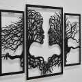 Tree Panel Women Hairs Flying Wooden Wall Art for home office shop or cafe.. 