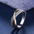 Newest Fresh Two Tone X Shape Cross Ring For Women Wedding Trendy Jewelry Dazzling CZ Stone Large Modern Anillmodern Rings. 