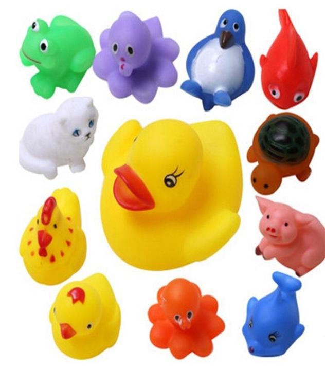 Pack Of 12 - Cute Soft Rubber Sqeeze Float Sound Toys