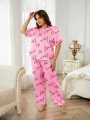 t-shirt/ trosuer full printed night suit night dress night wear sleeping dress sleeping suit pajama set half sleeves stylish for women/girl. 