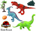 Large Size 6 inch - Big Wild Rubber Dinosaur Jurassic Park Animal Action Figure World Jungle Zoo Toys Set - Mini Tiny dinosaurs Animals For Kids Boys Girls Fun Playing Prank Play Toy. 
