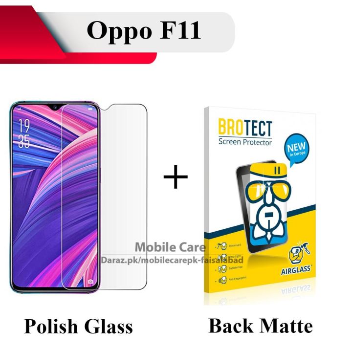 Oppo F11 Tempered Glass Screen Protector Polish Glass + Back Matte Protector Soft Film Protection Soft Skin Sheet For F11