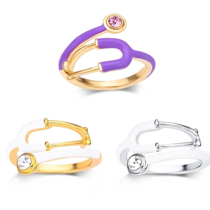 Medical Stethoscope Ring Creative New Fashionable Personalized Medical Equipment Enamel Ring Party Jewelry Gifts