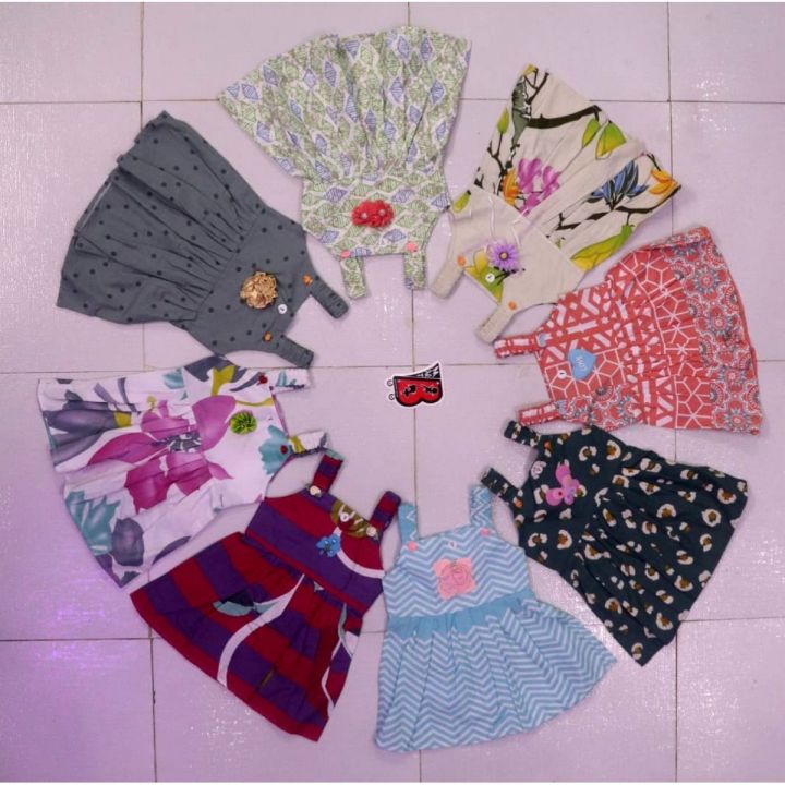Pack Of 5 Multi-Color Printed Cotton Frock For Girls (Random Design)
