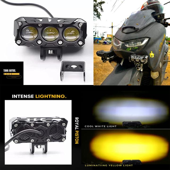 Projector Triple 3 Lens LED Car & Motorcycle (2pcs) Fog Driving Lights 40W 6000Lm High Low Beam White Yellow Lighting Projector Lens Motorbike Auto Other Headlights