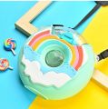 Donut Shape 350ml Silicone Drinking Bottle/water bottle Cute Portable School Kids Water Bottle with Straw /Strap New Design doughnut shape water bottles water bottles in doughnut shape. 