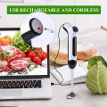 Cordless Hand Blender USB Rechargeable, 4-in-1 Immersion Hand Blender with Sturdy Titanium Plated Stainless Steel Blades, Including 500ml Chopper,600ml Beaker and whisk. 