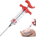 1 Pack Plastic Marinade Injector Syringe with Screw-on Meat Needle for BBQ Grill,1.1oz (30ml) Red. Meat Injector Kit, Turkey Injector Syringe, Marinade Needles for Home Yummy Smoked,Portable for Party. 
