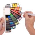18/25/33/42 Colors Pigment Paints Set Solid Watercolor With Waterbrush For Drawing Painting Watercolors collapsible suit Paints Transparent Colors Painting Water brush palette in Box Set. 
