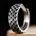 Retro Dragon Scale Ring Men Jewelry Fashion Personality Cool Style Index Ring 925 Sterling Silver Male Party Accessories Open. 