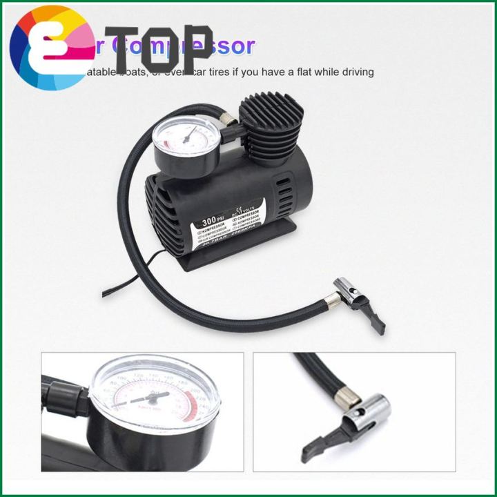 【ETOP】Mini Air Compressor Electric Pump ABS Automotive Durable Vehicle Air Pump Display Wireless Portable Tire Inflato