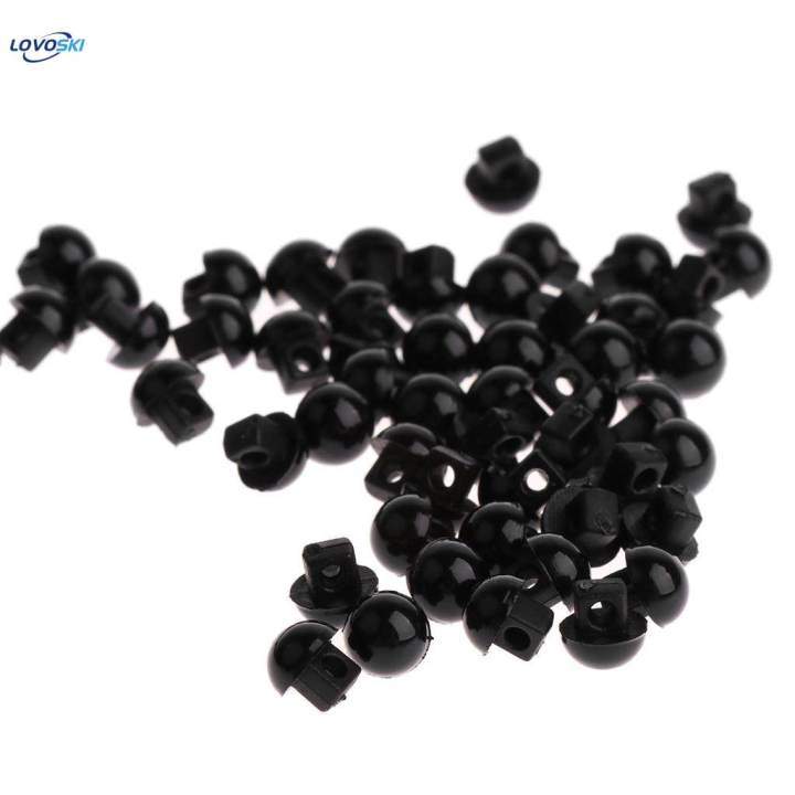 100pcs 6mm Black Round Domed Buttons Sewing Doll Eyes Nose