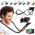Lazy Bendable Flexible Hang Neck Phone Holder 360 Degree Rotation Mobile Stand - Black. 