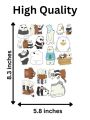 We Bare Bears Cute Aesthetic Journal Sticker Sheet Scrapbooking - Uncut Sticker Sheet A5 Size (8.3x5.8 inches) Also for Laptop, Mobile phone - Best Quality. 