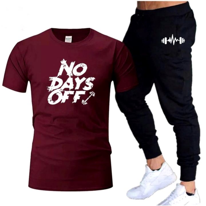 Black Summer Printed tracksuit for men Trouser shirt for men