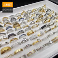 Stainless Steel Jewelry Great Wall Band Rings Tarnish Free Jewelry 18k Gold Plated Simple Wide Hollow Rings For Women. 