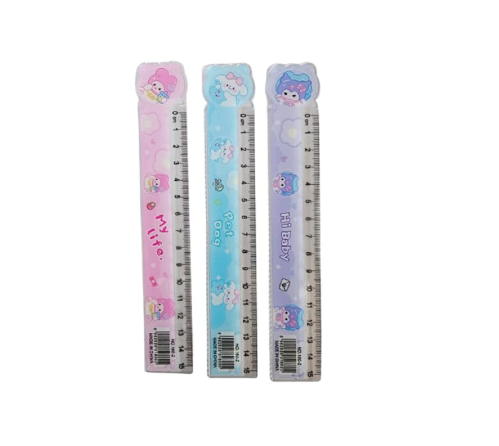 School Ruler Colour Cute Kawaii Cartoon Kuromi Sanrio Acrylic 15cm Ruler Pack of 3 for Kids ...