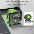 Laser Leveler Huepar 3x360 Cross Line  3D Self-leveling Three-Plane Alignment and Tiling Floor Green Beam Laser Tool, Switchable Vertical & Horizontal Lines, Li-ion Battery&Magnetic Pivoting Base S03DG-L. 