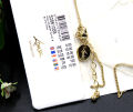 Lovisa 2pc pendent chain locket & bracelet with semi precious stone necklace for girl Trendy high quality golden. 