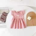 Adorable Summer Baby Girls Dress Pure Cotton Korean Style Princess Kids Dress Plaid. 