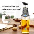 Premium Glass Oil and Vinegar Dispenser, Kitchen Oil Pourer, Clear Glass Oil Bottle with Scale, 500ml. 