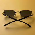 Eldorado Rimless Sunglasses Rectangle Fashion Popular Women Men Shades Small Square Sun Glasses For Female Male Summer Traveling Oculos | Leopard Head Sunglasses. 