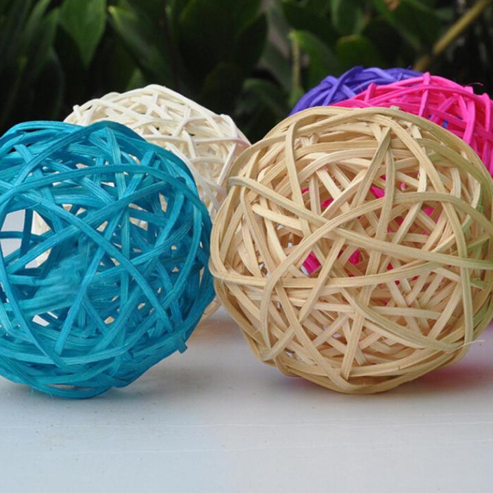 10Pcs Bird Parrot Bite Play Toy Parakeet Cane Weaving Vine Ball Pet Cage Decor
