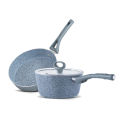 SK 16 Pieces Marble Coated Gift Pack Signature Cookware Set - Grey. 