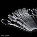 Disposable Transparent Plastic Spoon, (Pack Of 100), Disposable Cutlery, Disposable Plastic Spoons Pack of 100. 