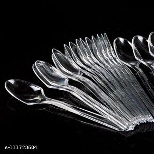 Disposable Transparent Plastic Spoon, (Pack Of 100), Disposable Cutlery, Disposable Plastic Spoons Pack of 100
