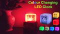 Digital Alarm Thermometer Night Glowing Cube 7 Colors Clock LED Change. 