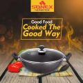 Sonex Non Stick Cooking Wok with Glass Lid - Black | Granite Coating | Healthy Low-Oil Frying | For Stir Fry, Chinese, Karahi, Snacks & Tandoori. 