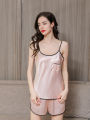 Valerie solid silky satin Night wear Cami set for women. 