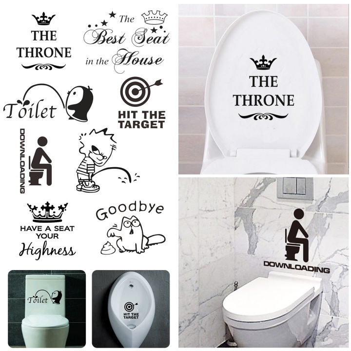 Funny Toilet Sticker Waterproof Wall Decals Bathroom Wall Stickers Toilet Sticker PVC Posters Home Decor home decor Accessories