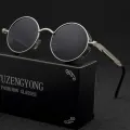 【BestGO】Vintage Men Sunglasses Steampunk Shades For Men Women Metal Round Punk Sun Glasses Spring Hinge UV400 For Outdoor. 