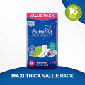 Butterfly Breathables Maxi Thick Fabric Soft Sanitary Pads Extra Long Trio Pack 16 Pcs. 