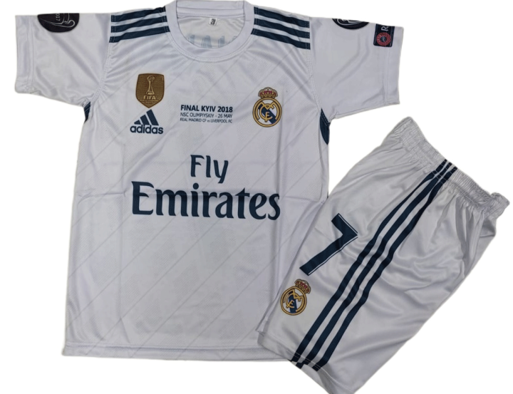 Kids Ronaldo Real Madrid Home T- Shirt and Short Kit Football 2017 Jersey