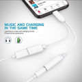 Lightning to 3.5mm 2 in 1 Earphone Audio Adapter without bluetooth compatible For iPhone Charger Cable Mobile Phone Aux Dual Jack Splitter Headphone & Fast Charging Connector Converter for pubg and gaming. 