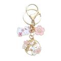 Handmade Rabbit Keychain Decorative Pink Purple Enamel Keychain Blue Korean Fashion Cherry Blossom Keychain for Daily Use. 